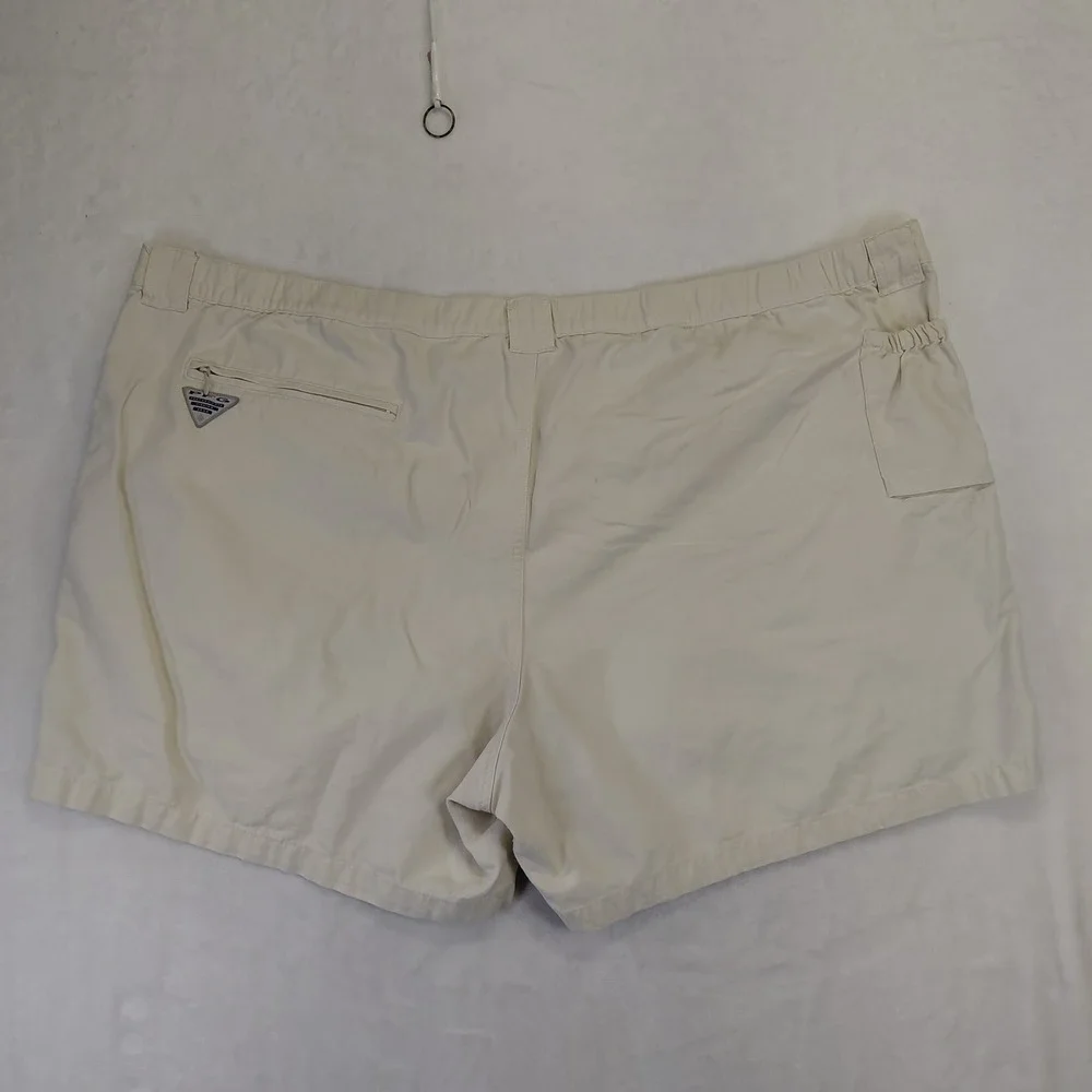 Columbia PFG Mens Beige Cotton Canvas Cargo‎ Fishing Shorts 5X 7L Big and Tall